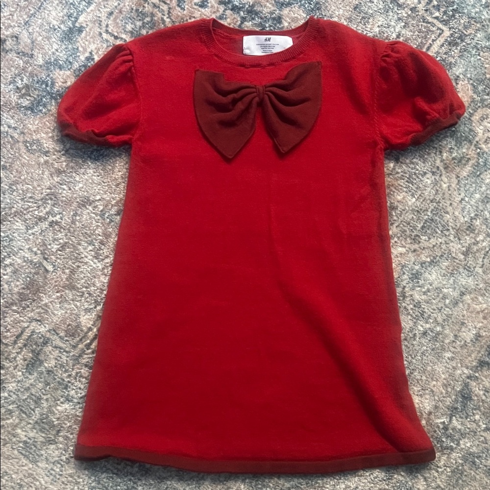 H&M Vibrant Red Dress with Bow Detail